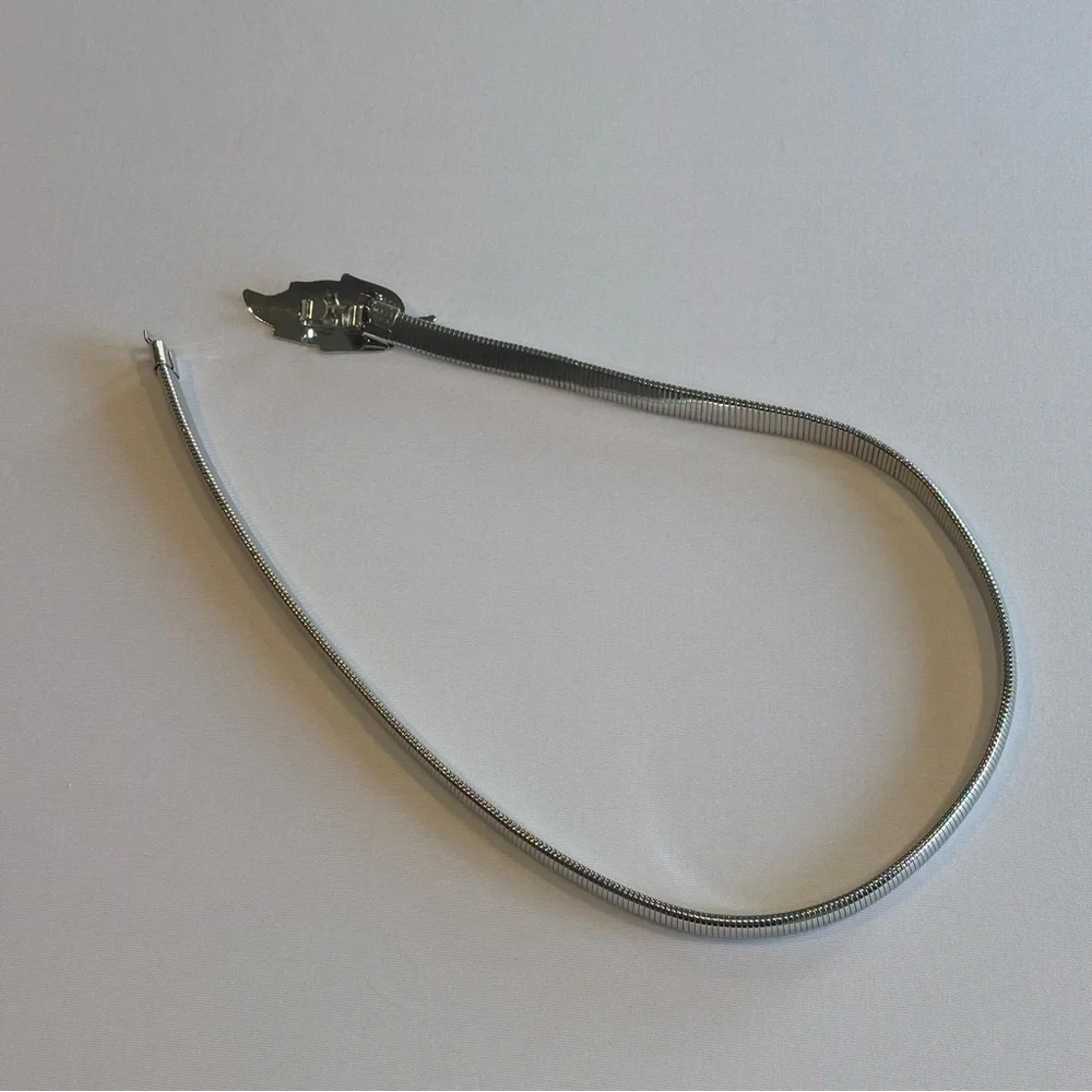 SILVER LEAF BUCKLE Elastic‎ Stretch Waist Belt; Excellent Condition